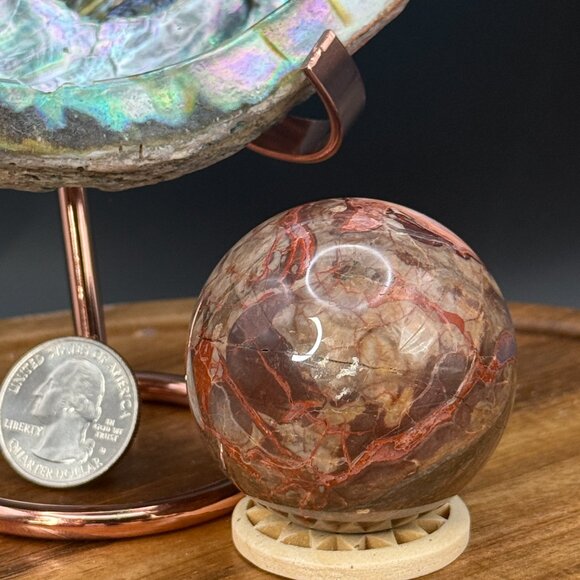 Money Agate Sphere Crystal Polished Crazy Lace Agate 138.91g 47.8mm - Picture 4 of 9